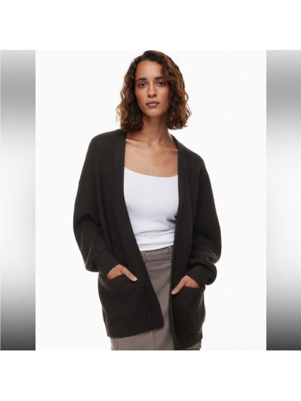 Wilfred Aritzia UNWIND Merino Wool Cardigan Sweater Black Size XXS